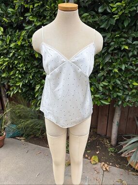 Vince White Polka Dot Silk Cami Top XL